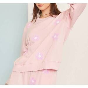 NEW MAINSTRIP round neck flower patch sweatshirt in pink